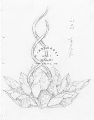 广场水景 水晶莲花 雕塑设计 手绘草图