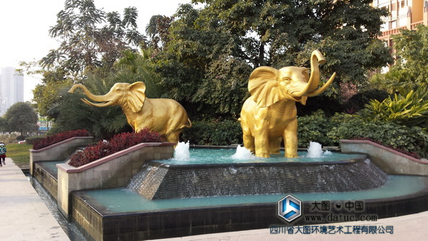 四川成都华阳月光湖大象动物雕塑